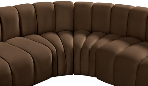Briar Brown 150 Velvet Upholstered Modular Sectional, 8-Piece