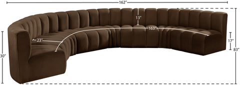 Briar Brown 162 Velvet Upholstered Modular Sectional, 8-Piece