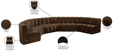 Briar Brown 162 Velvet Upholstered Modular Sectional, 8-Piece