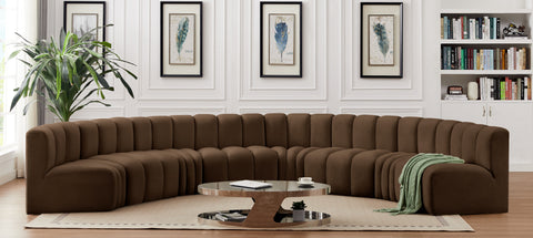 Briar Brown 162 Velvet Upholstered Modular Sectional, 8-Piece