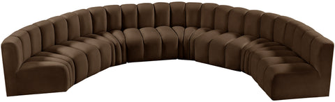Briar Brown 162 Velvet Upholstered Modular Sectional, 8-Piece