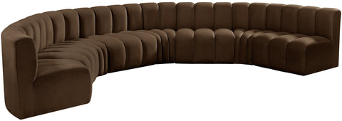Briar Brown 162 Velvet Upholstered Modular Sectional, 8-Piece