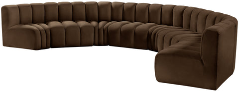 Briar Brown 162 Velvet Upholstered Modular Sectional, 8-Piece