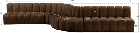 Briar Brown 197 Velvet Upholstered Modular Sectional, 8-Piece