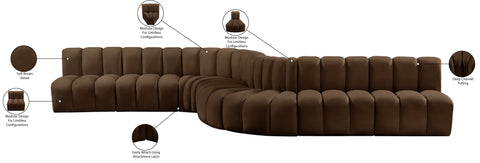 Briar Brown 197 Velvet Upholstered Modular Sectional, 8-Piece