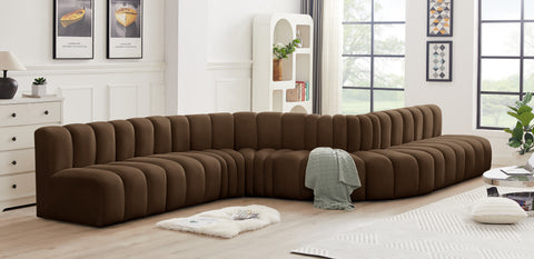 Briar Brown 197 Velvet Upholstered Modular Sectional, 8-Piece