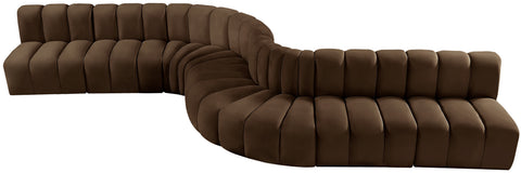 Briar Brown 197 Velvet Upholstered Modular Sectional, 8-Piece