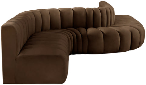 Briar Brown 197 Velvet Upholstered Modular Sectional, 8-Piece