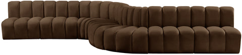 Briar Brown 197 Velvet Upholstered Modular Sectional, 8-Piece
