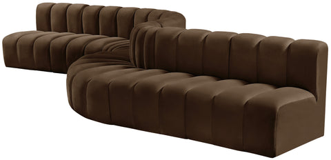 Briar Brown 197 Velvet Upholstered Modular Sectional, 8-Piece