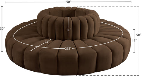 Briar Brown 90 Velvet Upholstered Modular Sectional, 8-Piece
