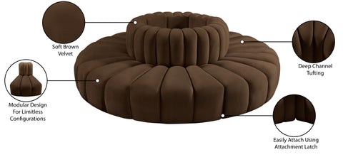 Briar Brown 90 Velvet Upholstered Modular Sectional, 8-Piece