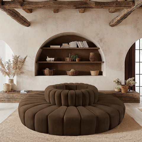 Briar Brown 90 Velvet Upholstered Modular Sectional, 8-Piece