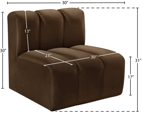 Briar Brown Velvet Upholstered Modular Straight Chair, 1 Piece