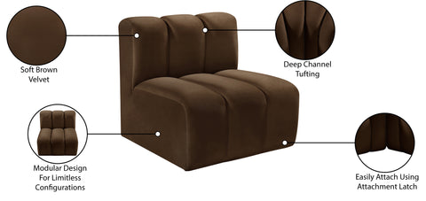 Briar Brown Velvet Upholstered Modular Straight Chair, 1 Piece