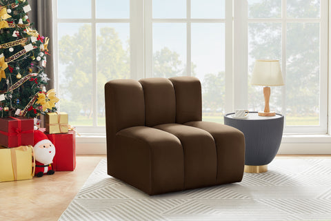 Briar Brown Velvet Upholstered Modular Straight Chair, 1 Piece