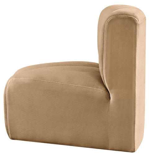 Briar Camel Velvet Upholstered Modular Curved Corner Chair, 1 Piece