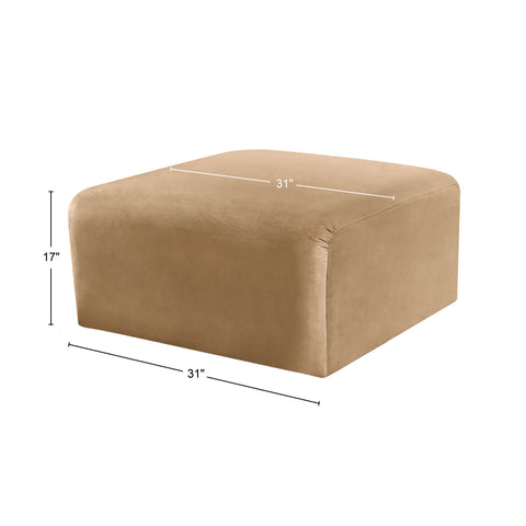 Briar Camel Velvet Upholstered Modular Ottoman, 1 Piece