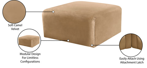 Briar Camel Velvet Upholstered Modular Ottoman, 1 Piece