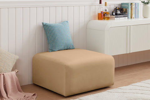 Briar Camel Velvet Upholstered Modular Ottoman, 1 Piece