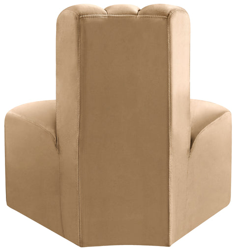 Briar Camel Velvet Upholstered Modular Reverse Corner Chair, 1 Piece