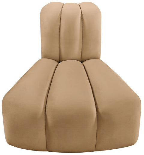 Briar Camel Velvet Upholstered Modular Reverse Corner Chair, 1 Piece