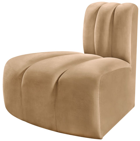 Briar Camel Velvet Upholstered Modular Reverse Corner Chair, 1 Piece