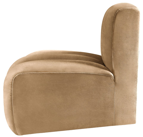 Briar Camel Velvet Upholstered Modular Reverse Corner Chair, 1 Piece