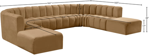 Briar 161 Camel Velvet Upholstered Modular Sectional, 10-Piece