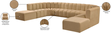 Briar 161 Camel Velvet Upholstered Modular Sectional, 10-Piece