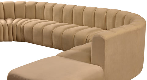 Briar 161 Camel Velvet Upholstered Modular Sectional, 10-Piece