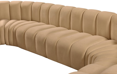 Briar 161 Camel Velvet Upholstered Modular Sectional, 10-Piece