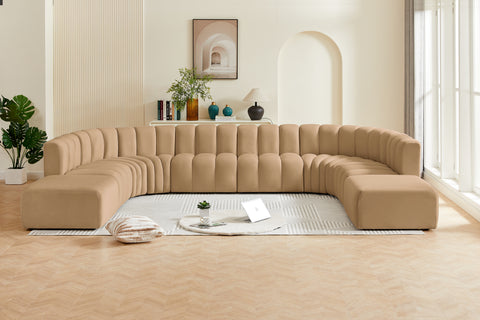 Briar 161 Camel Velvet Upholstered Modular Sectional, 10-Piece