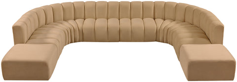 Briar 161 Camel Velvet Upholstered Modular Sectional, 10-Piece
