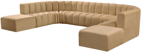 Briar 161 Camel Velvet Upholstered Modular Sectional, 10-Piece