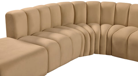 Briar 161 Camel Velvet Upholstered Modular Sectional, 10-Piece