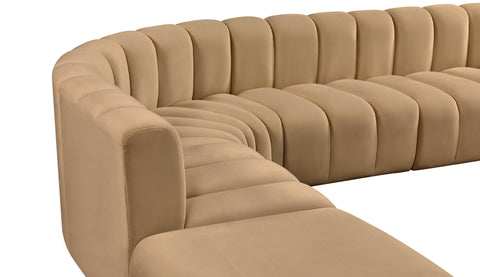 Briar 161 Camel Velvet Upholstered Modular Sectional, 10-Piece