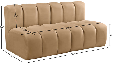 Briar 60 Camel Velvet Upholstered Modular Sectional , 2-Piece (Style 1)