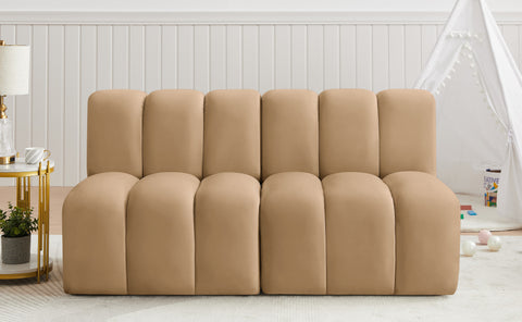 Briar 60 Camel Velvet Upholstered Modular Sectional , 2-Piece (Style 1)