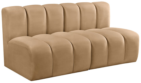 Briar 60 Camel Velvet Upholstered Modular Sectional , 2-Piece (Style 1)