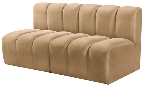 Briar 60 Camel Velvet Upholstered Modular Sectional , 2-Piece (Style 1)
