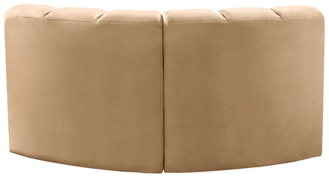 Briar 60 Camel Velvet Upholstered Modular Sectional , 2-Piece (Style 2)
