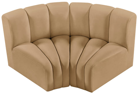 Briar 60 Camel Velvet Upholstered Modular Sectional , 2-Piece (Style 2)