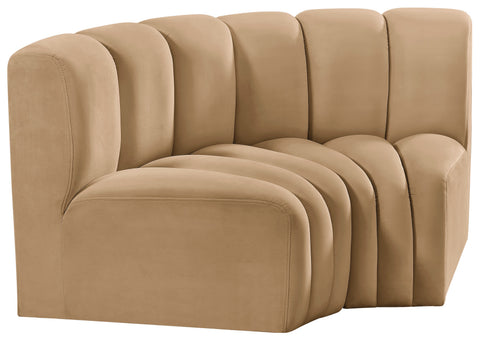 Briar 60 Camel Velvet Upholstered Modular Sectional , 2-Piece (Style 2)