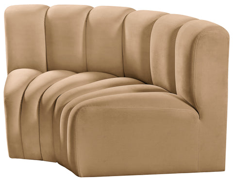 Briar 60 Camel Velvet Upholstered Modular Sectional , 2-Piece (Style 2)