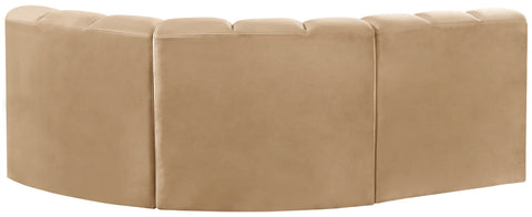 Briar 84 Camel Velvet Upholstered Modular Sectional, 3-Piece