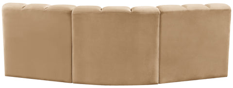 Briar 86 Camel Velvet Upholstered Modular Sectional, 3-Piece