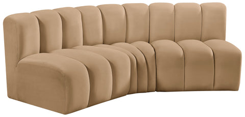 Briar 86 Camel Velvet Upholstered Modular Sectional, 3-Piece