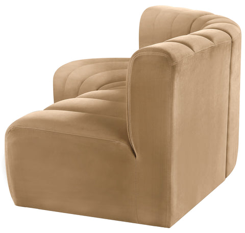 Briar 86 Camel Velvet Upholstered Modular Sectional, 3-Piece