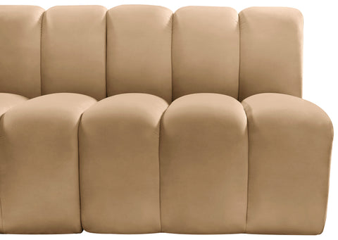 Briar 86 Camel Velvet Upholstered Modular Sectional, 3-Piece
